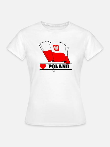 Polnische Flagge mit Herz - Frauen T-Shirt - Weiß