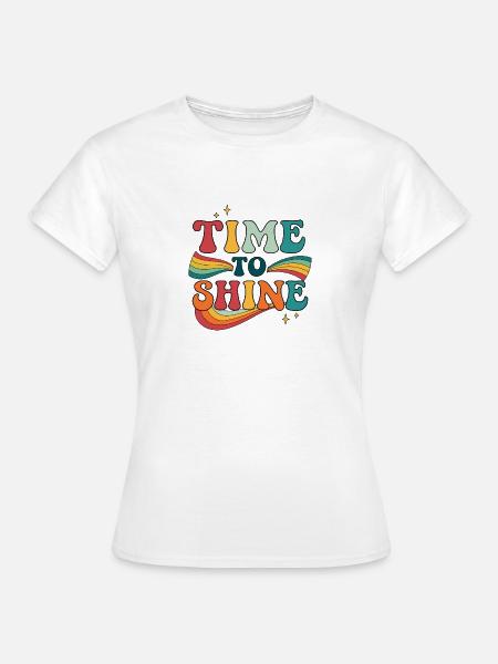 Zeit, Retro Rainbow zu leuchten - Frauen T-Shirt - Weiß