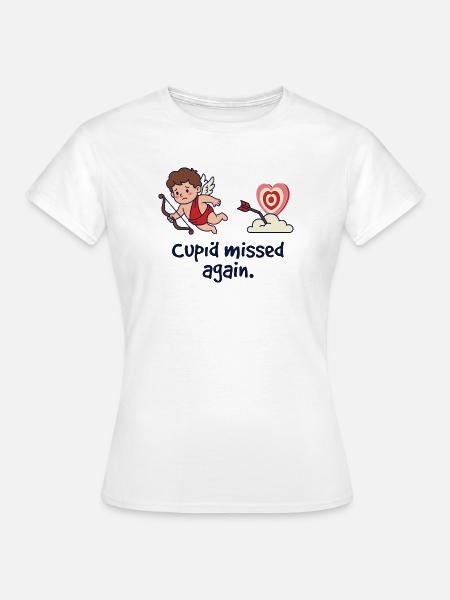 Cupid verpasst wieder lustige Anti-Valentine-Single - Frauen T-Shirt - Weiß