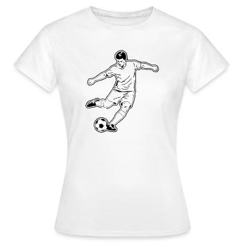 Fußball Spieler Schuss Torjäger Vektor - Frauen T-Shirt - Weiß - Vorne - AI Model Female 172 dark (172cm)