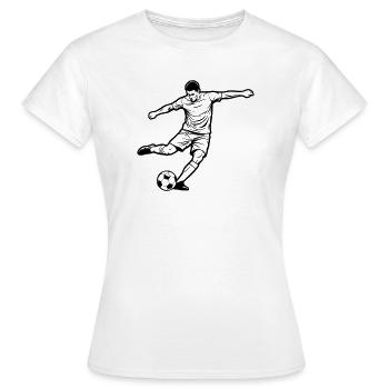 Fußball Spieler Schuss Torjäger Vektor - Frauen T-Shirt - Weiß - Vorne - AI Model Female 172 dark (172cm)