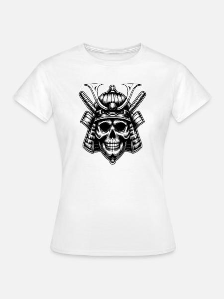 Schädel Samurai Krieger Emblem - Frauen T-Shirt - Weiß