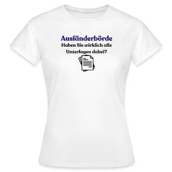 Bureau d’enregistrement des étrangers - T-shirt Femme - blanc - Devant - AI Model Female 172 dark (172cm)