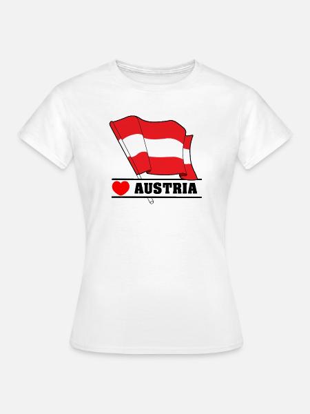 Österreichische Flagge mit Herz - Frauen T-Shirt - Weiß