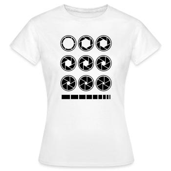 aperture exposure time camera photography - Women's T-Shirt - white - Front - AI Model Female 172 dark (172cm)