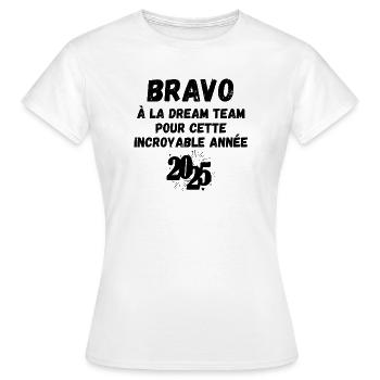 Thank you, bravo, congratulations - Women's T-Shirt - white - Front - AI Model Female 172 dark (172cm)