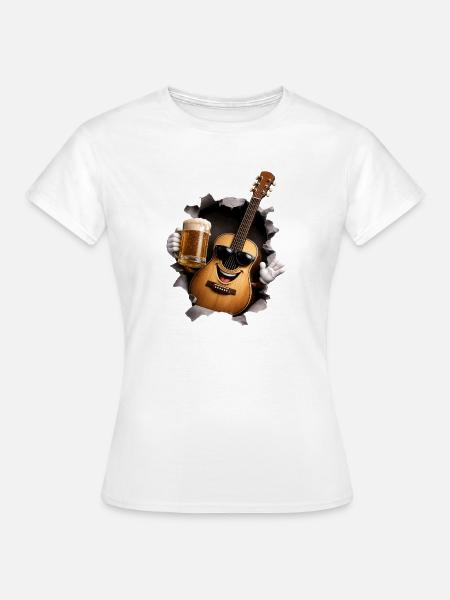Gitarre Bier - Frauen T-Shirt - Weiß