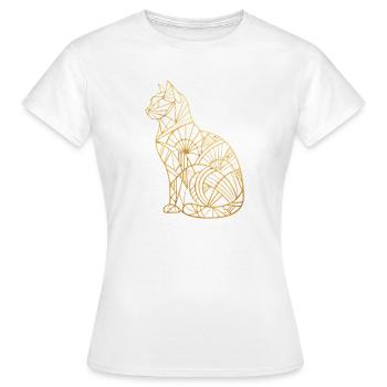 Goldene Katze im Art-Déco-Stil - Frauen T-Shirt - Weiß - Vorne - AI Model Female 172 dark (172cm)