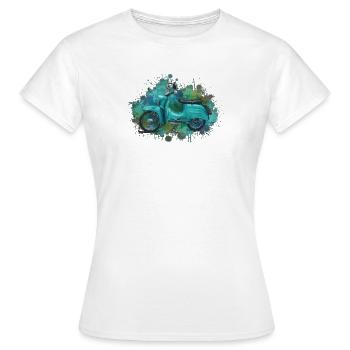 Cyclomoteur Schwalbe vert est-allemand aquarelle – Rétro - T-shirt Femme - blanc - Devant - AI Model Female 172 dark (172cm)