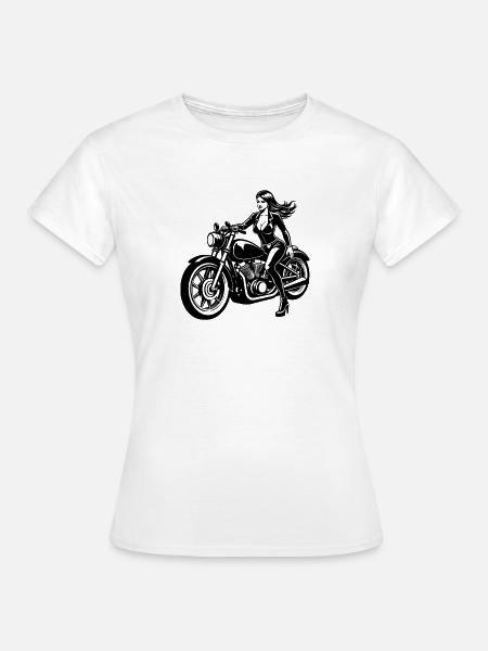 Sexy Motorradmädchen - Frauen T-Shirt - Weiß