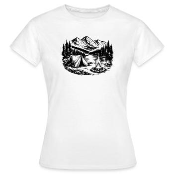 Camping Tent Forest Outdoor - T-shirt Femme - blanc - Devant - AI Model Female 172 dark (172cm)
