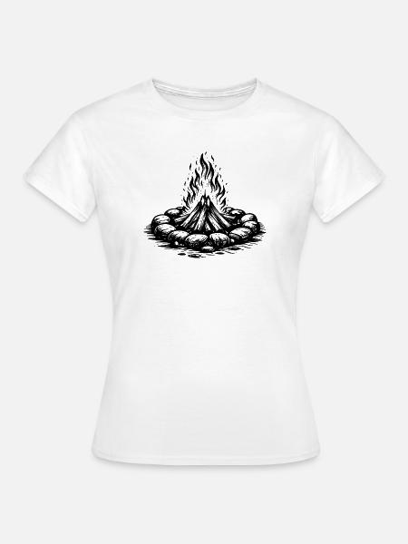 Lagerfeuer Symbol Brennholz - Frauen T-Shirt - Weiß
