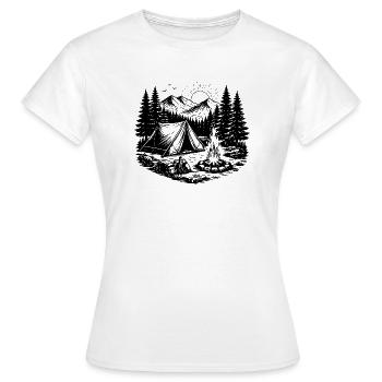Camping Tent Forest Outdoor - T-shirt Femme - blanc - Devant - AI Model Female 172 dark (172cm)