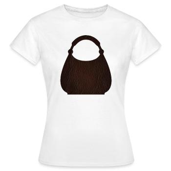 Texture du sac en cuir marron - T-shirt Femme - blanc - Devant - AI Model Female 172 dark (172cm)