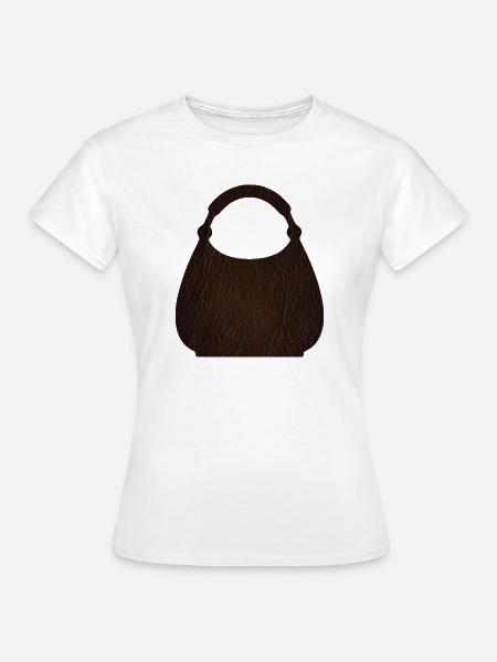 Braune Ledertaschentextur - Frauen T-Shirt - Weiß