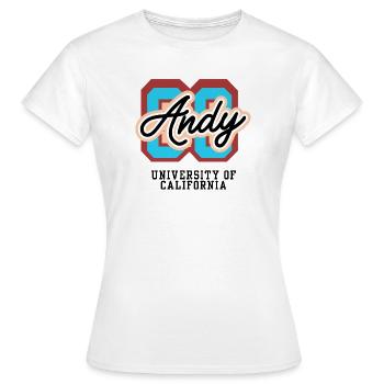 Andy Retro Varsity Emblem - Frauen T-Shirt - Weiß - Vorne - AI Model Female 172 dark (172cm)