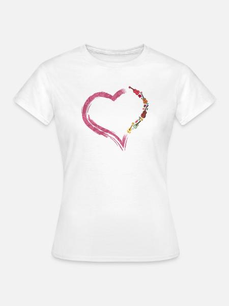 Hawaiian Ukulele Uke Heart - Frauen T-Shirt - Weiß