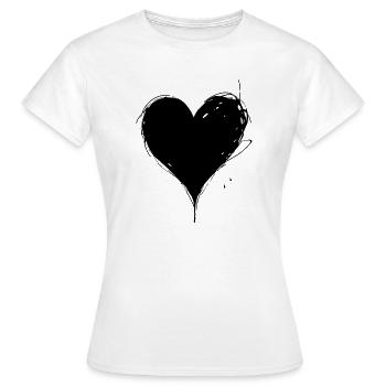 Schwarzes Herz, Valentinstag, Liebe - Frauen T-Shirt - Weiß - Vorne - AI Model Female 172 dark (172cm)