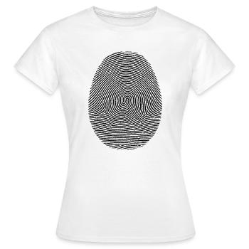 Fingerprint pattern of identity - Women's T-Shirt - white - Front - AI Model Female 172 dark (172cm)