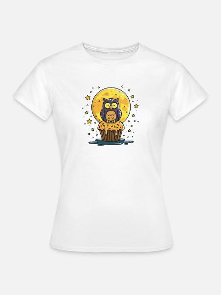 Nacht Eulen Cupcake - Frauen T-Shirt - Weiß