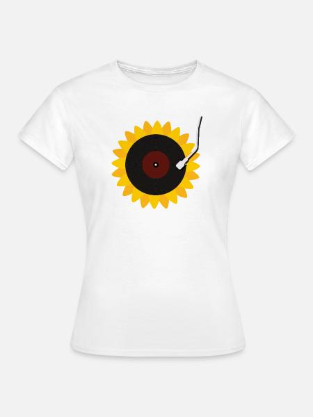 Sonnenblumen Schallplatte - Frauen T-Shirt - Weiß