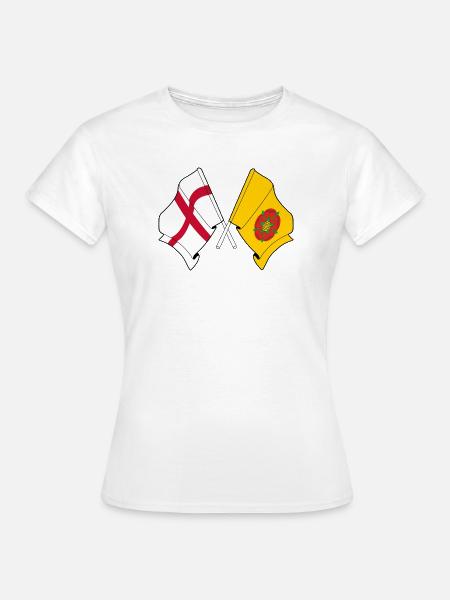 Lancashire & England Crossed - Frauen T-Shirt - Weiß