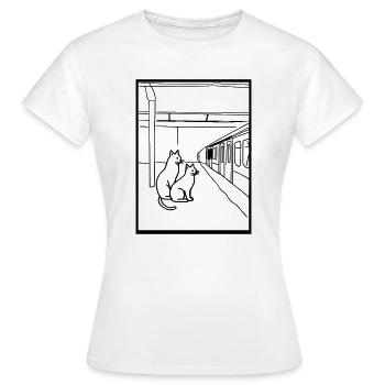 Art de la file d’attente de la gare de Gats - T-shirt Femme - blanc - Devant - AI Model Female 172 dark (172cm)