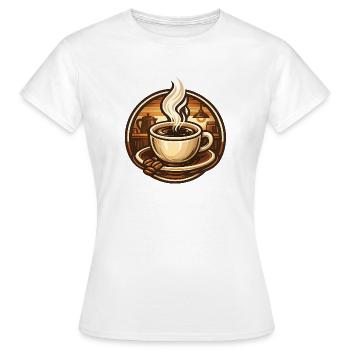 Tasse de café dans un café chaleureux - T-shirt Femme - blanc - Devant - AI Model Female 172 dark (172cm)