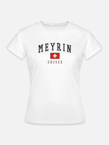 Meyrin Schweiz Flaggenbogen - Frauen T-Shirt - Weiß