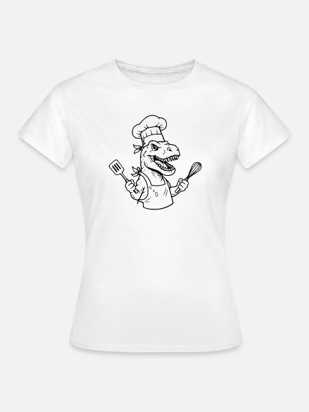 T-rex Cook - Frauen T-Shirt - Weiß