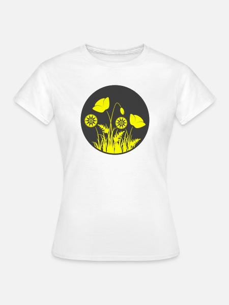 Gelbe Blumen im Kreis - Frauen T-Shirt - Weiß