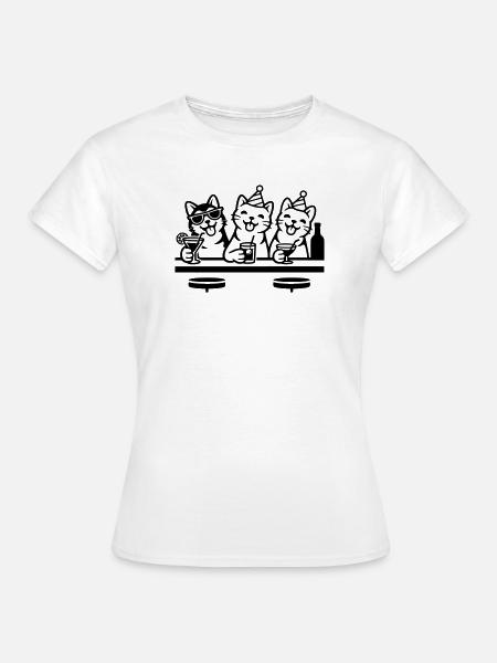 Party Katzen Kater Bar Trinken - Frauen T-Shirt - Weiß