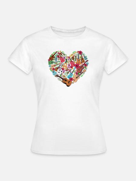 Hawaiian Ukulele Uke Heart - Frauen T-Shirt - Weiß