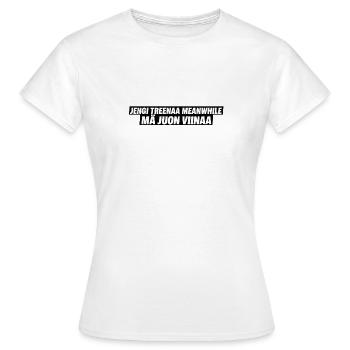 Die Bande trainiert, während ich Alkohol trinke - Frauen T-Shirt - Weiß - Vorne - AI Model Female 172 dark (172cm)