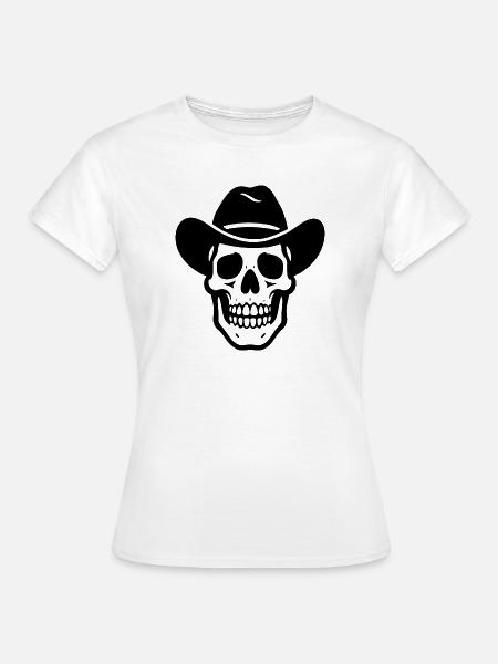 Cowboy Totenkopf - Frauen T-Shirt - Weiß