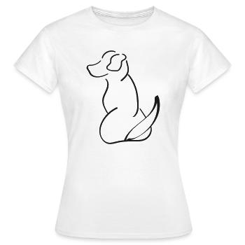 Contour chien-chien contour Silhouette minimale - T-shirt Femme - blanc - Devant - AI Model Female 172 dark (172cm)
