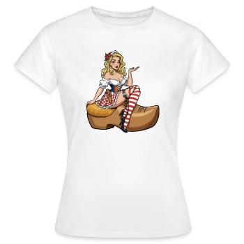 Holland pin-up in clog - Women's T-Shirt - white - Front - AI Model Female 172 dark (172cm)