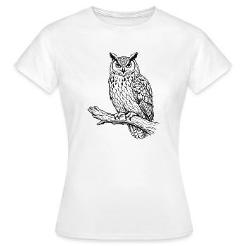 owl on Branch - Women's T-Shirt - white - Front - AI Model Female 172 dark (172cm)