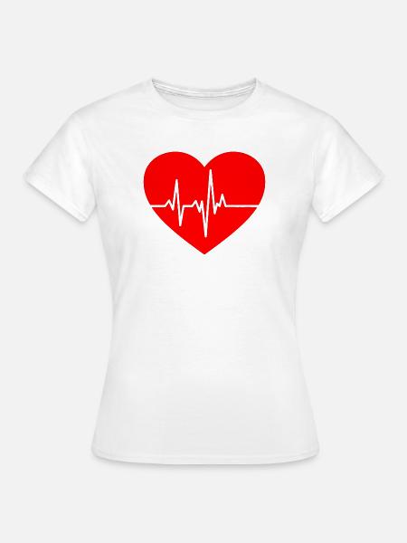 Herzschlag-Design mit EKG-Linie - Frauen T-Shirt - Weiß