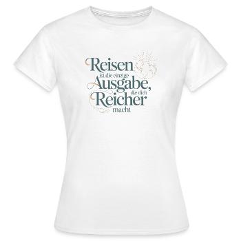 Le voyage est la seule dépense qui vous rend plus riche - T-shirt Femme - blanc - Devant - AI Model Female 172 dark (172cm)