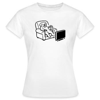 Dog Dog Chill Mode Chips Food TV TV - Women's T-Shirt - white - Front - AI Model Female 172 dark (172cm)