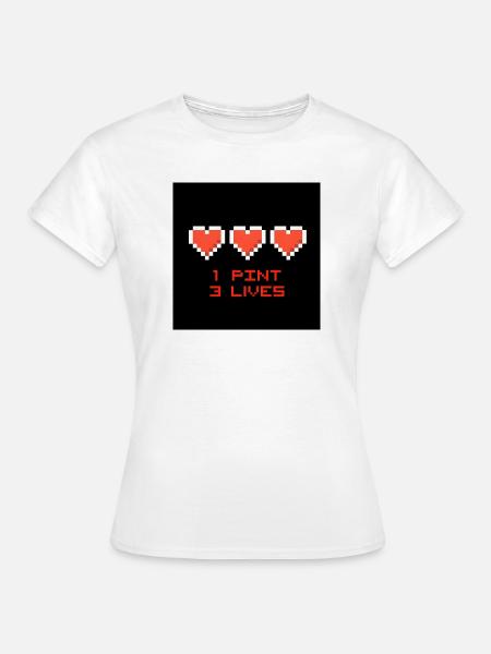 Pixel Hearts 1 Pint 3 Leben - Frauen T-Shirt - Weiß