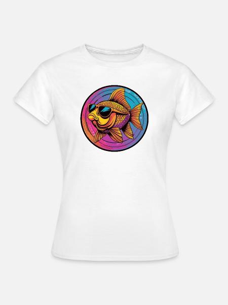 Goldfisch mit Sonnenbrille - Frauen T-Shirt - Weiß