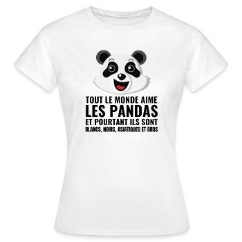 panda, diversité, amour - T-shirt Femme - blanc - Devant - AI Model Female 172 dark (172cm)