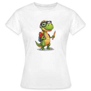 Dino Érudit au crayon - T-shirt Femme - blanc - Devant - AI Model Female 172 dark (172cm)