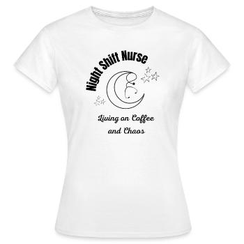 Infirmière de nuit - Café et stéthoscope chaos M - T-shirt Femme - blanc - Devant - AI Model Female 172 dark (172cm)