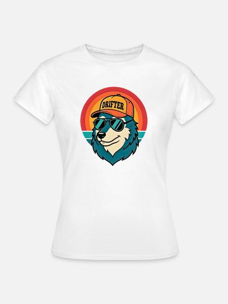 Drifter Wolf Sonnenuntergangs-Tee - Frauen T-Shirt - Weiß