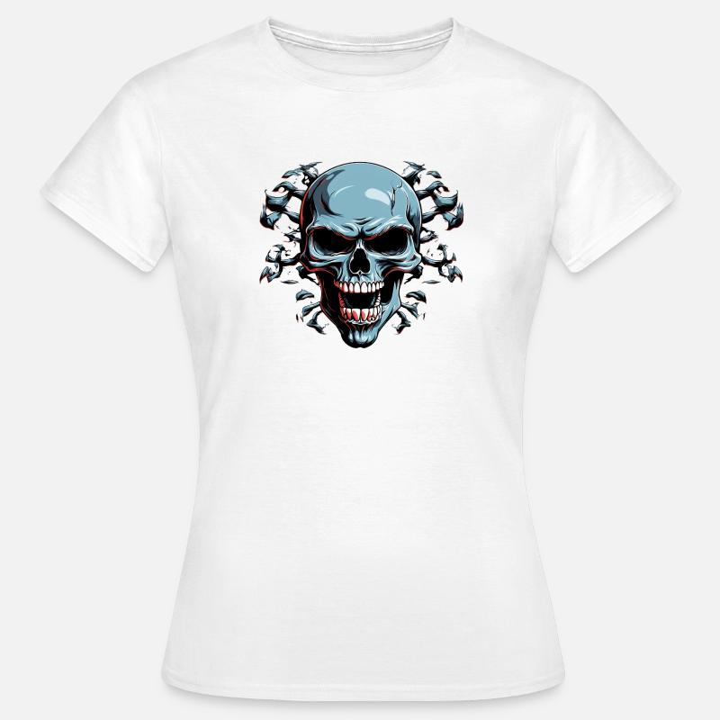 Night Bone Skull with Bat Shadow - Women's T-Shirt - white
