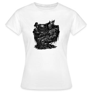 Montag Morgen im Büro: Am Laptop verrotten - Frauen T-Shirt - Weiß - Vorne - AI Model Female 172 dark (172cm)