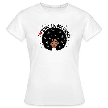 J’adore être une femme noire Afro Design - T-shirt Femme - blanc - Devant - AI Model Female 172 dark (172cm)